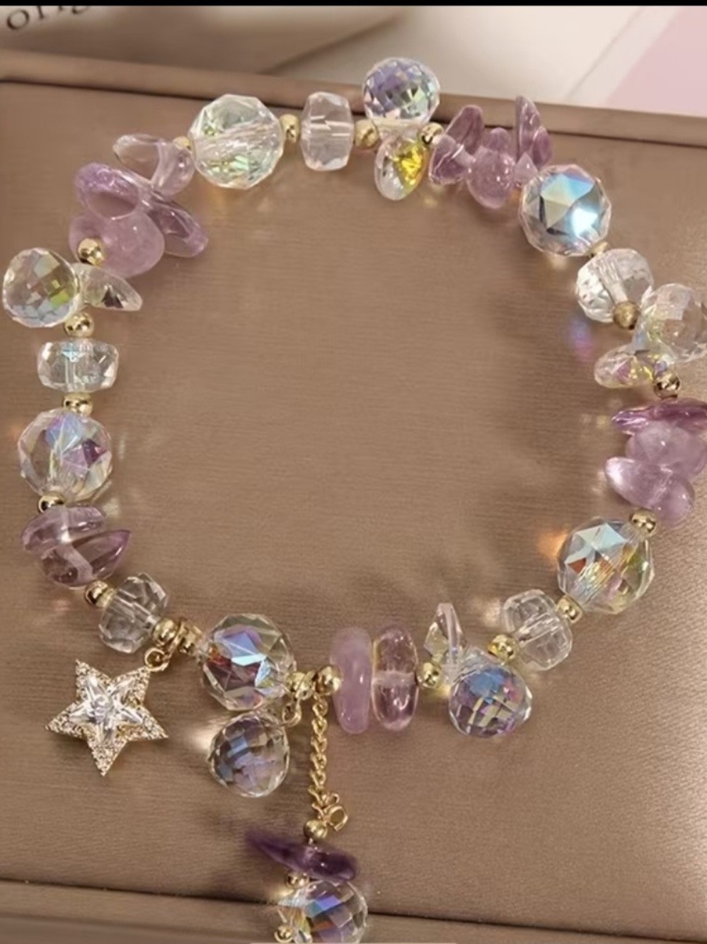 Delicate Purple Crystal Star Charm Bracelet - Women Jewelry